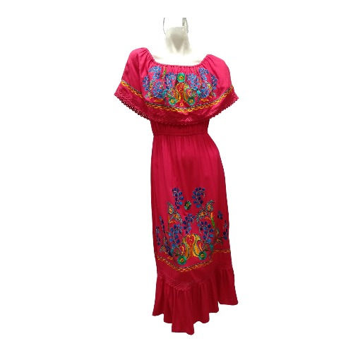 11425 Vestido Priya Bordado Rosa Mexicano